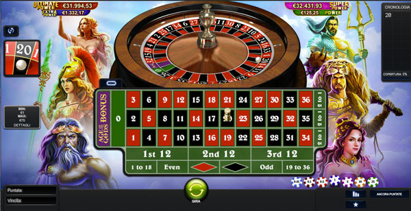roulette con jackpot age of the gods