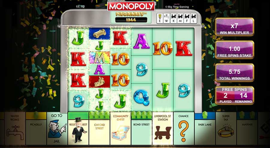 monopoly megaways free spins